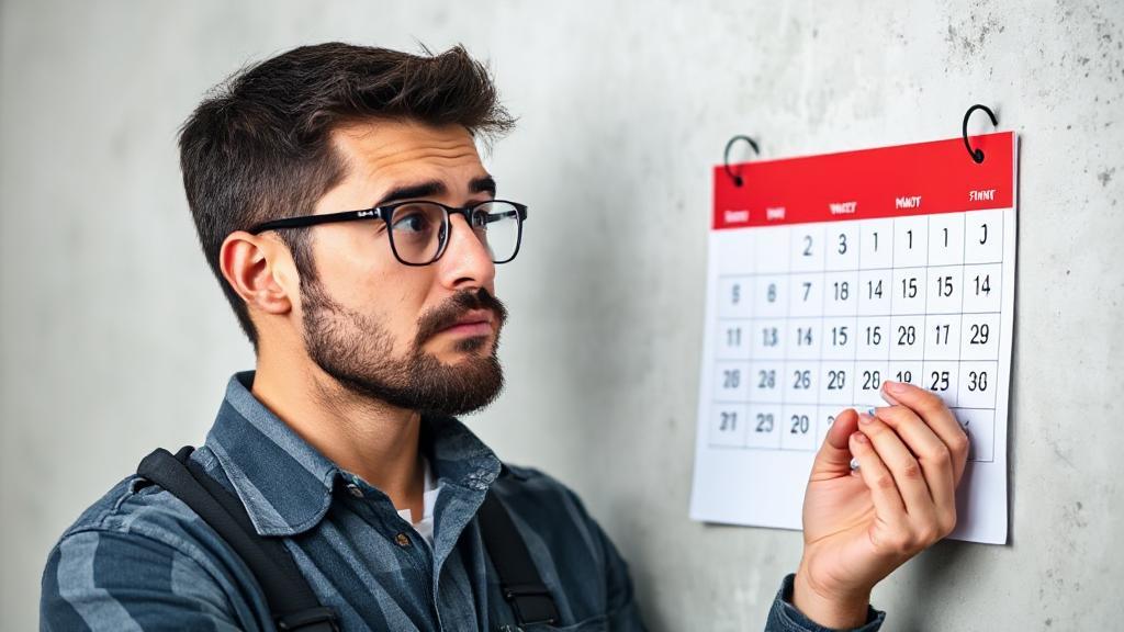 A thoughtful worker gazes at a calendar, symbolizing anticipation and timing for a workers' compensation settlement offer.