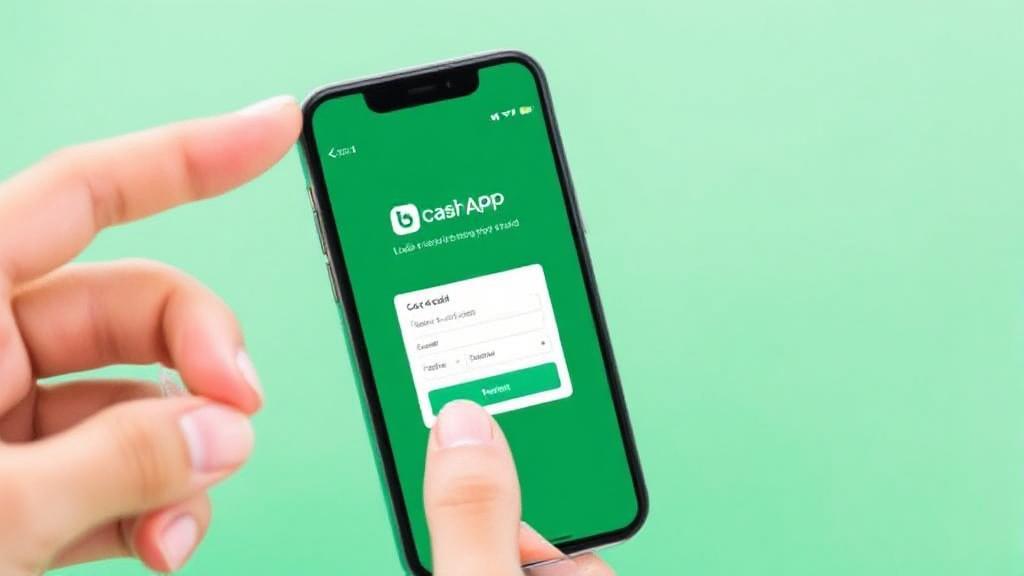 A smartphone displaying the Cash App interface with a hand holding a credit card, symbolizing the process of adding funds.