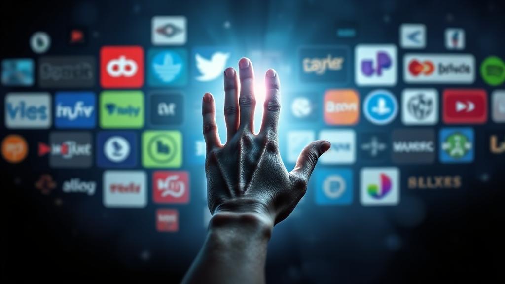 A captivating header image featuring a digital collage of streaming platform logos surrounding a mysterious, ethereal hand reaching out, symbolizing the accessibility of "Talk to Me" online.