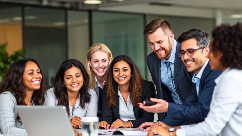 A diverse group of professionals collaborating in a modern office setting, symbolizing the comprehensive support and services provided by Professional Employer Organizations (PEOs).