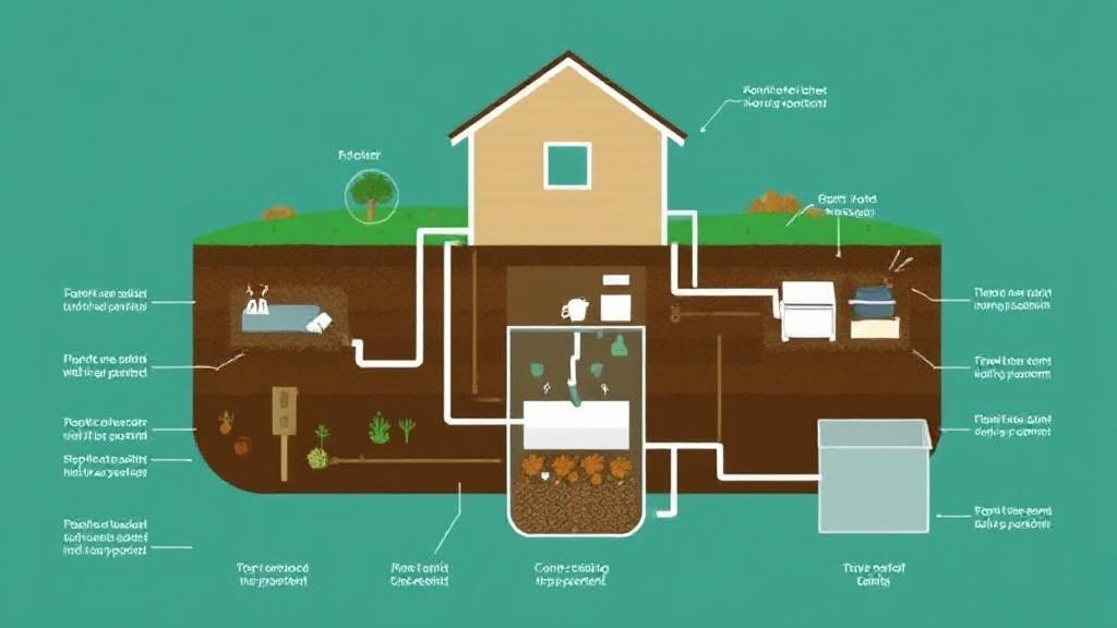 A detailed illustration showcasing the components and layout of the three main types of septic systems.