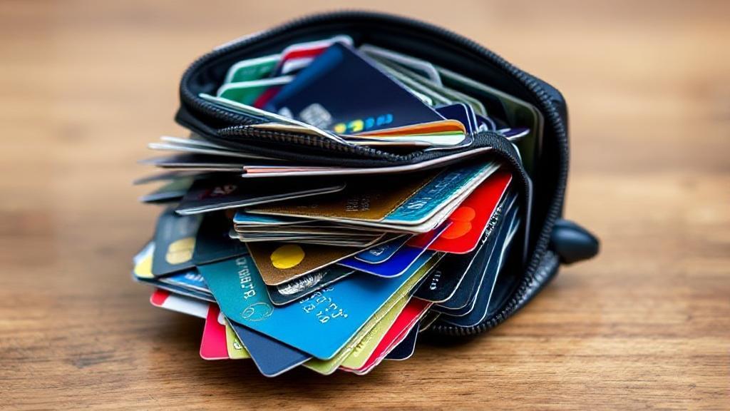 A wallet overflowing with various credit cards, symbolizing the complexity and potential pitfalls of managing multiple accounts.