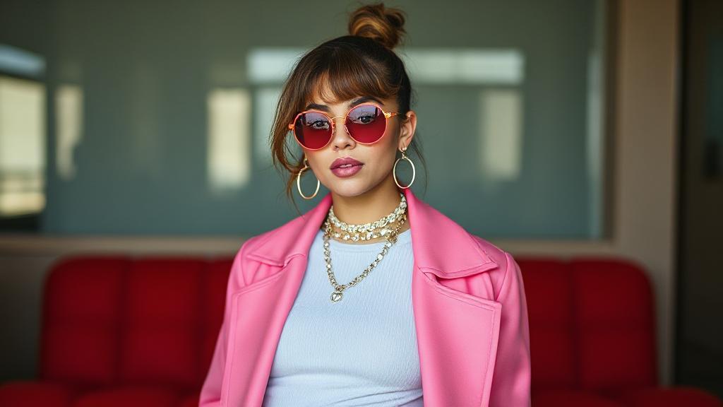 A stylish portrait of Sofia Richie, showcasing her fashion-forward sense and vibrant personality.