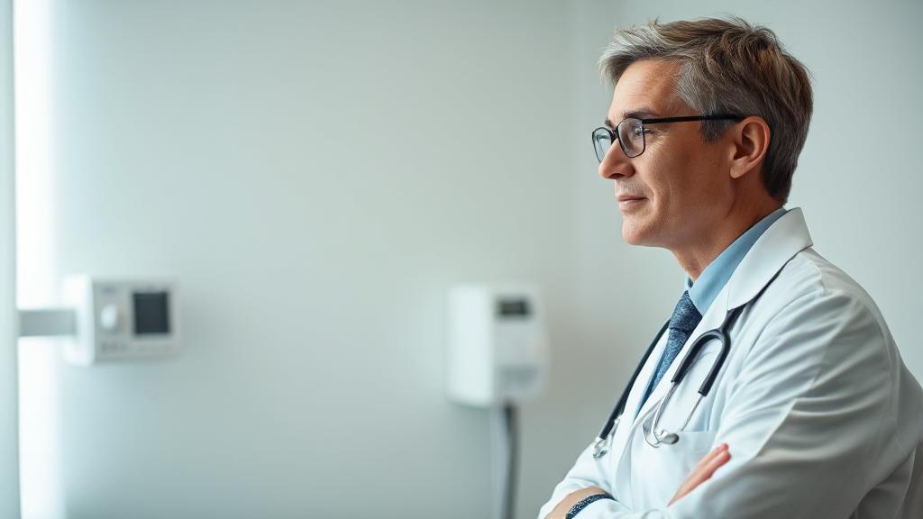 A serene, comforting image of a medical examination room with soft lighting and a reassuring doctor ready to perform a Pap smear.
