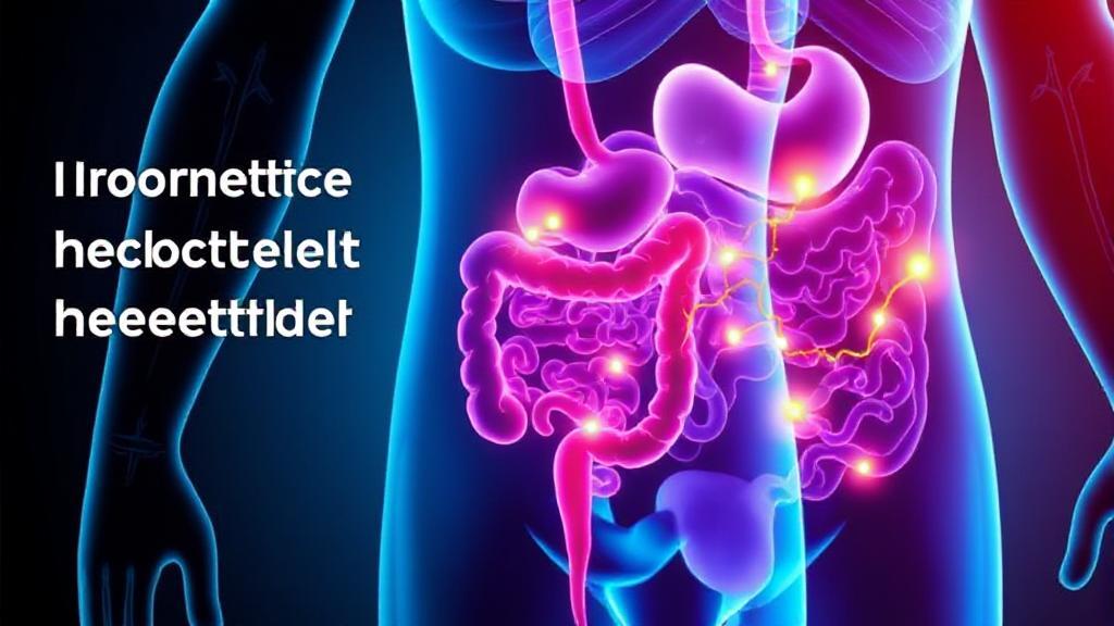 A vibrant illustration of the digestive system with highlighted pathways, symbolizing the action of Linzess in promoting digestive health.