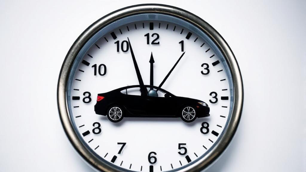 A clock face integrated with a car silhouette, symbolizing the time-sensitive process of obtaining car insurance coverage.