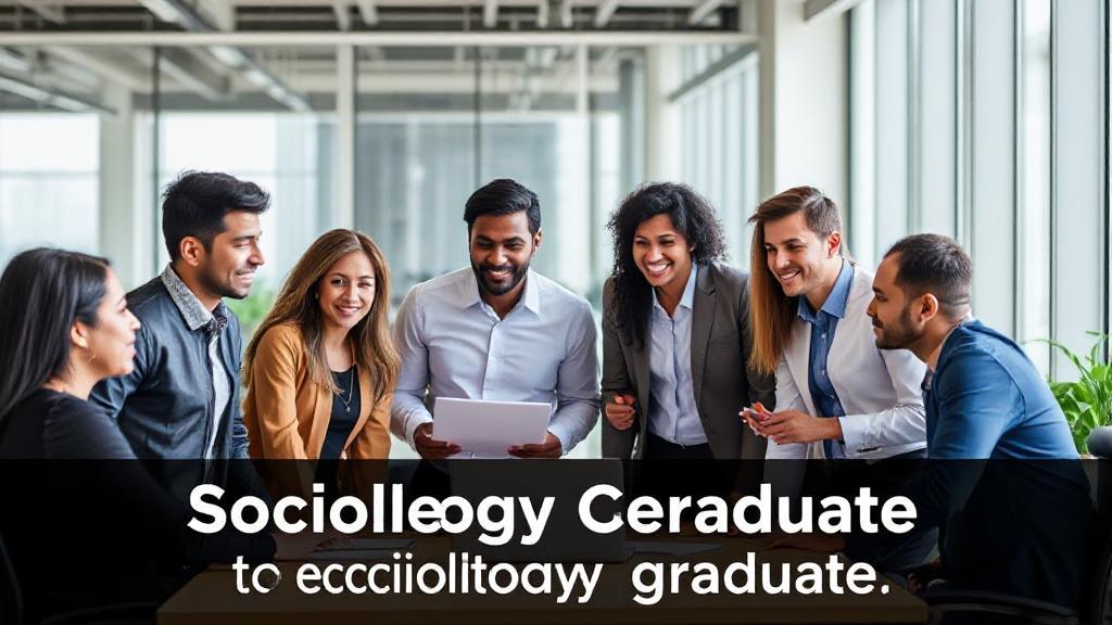 A diverse group of professionals collaborating in a modern office setting, symbolizing the wide range of career paths available to sociology graduates.