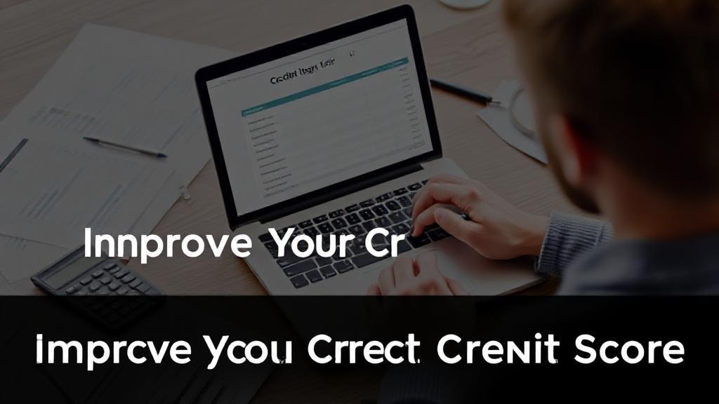 A person reviewing their credit report on a laptop, surrounded by financial documents and a calculator, symbolizing the journey to improving their credit score.