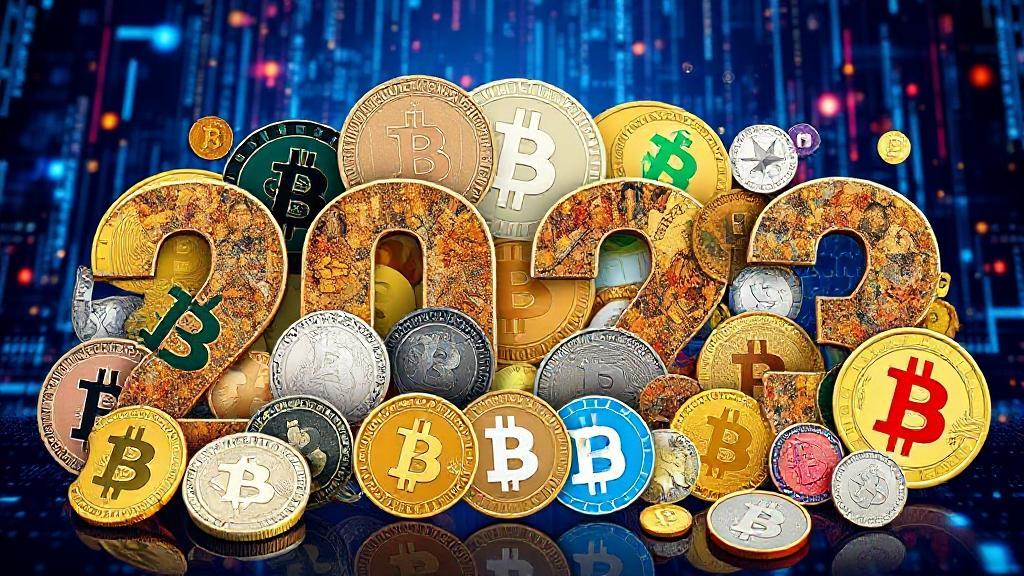 A dynamic collage of various cryptocurrency symbols and coins set against a futuristic digital background, symbolizing innovation and investment potential in 2023.