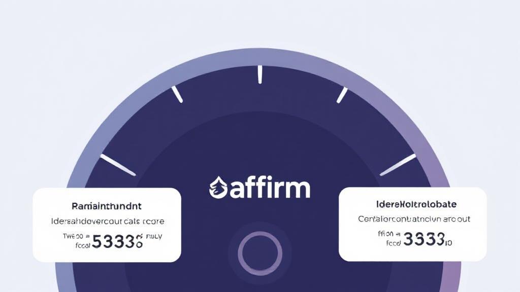A visual representation of a credit score gauge with Affirm's logo, illustrating the impact of financing on credit health.