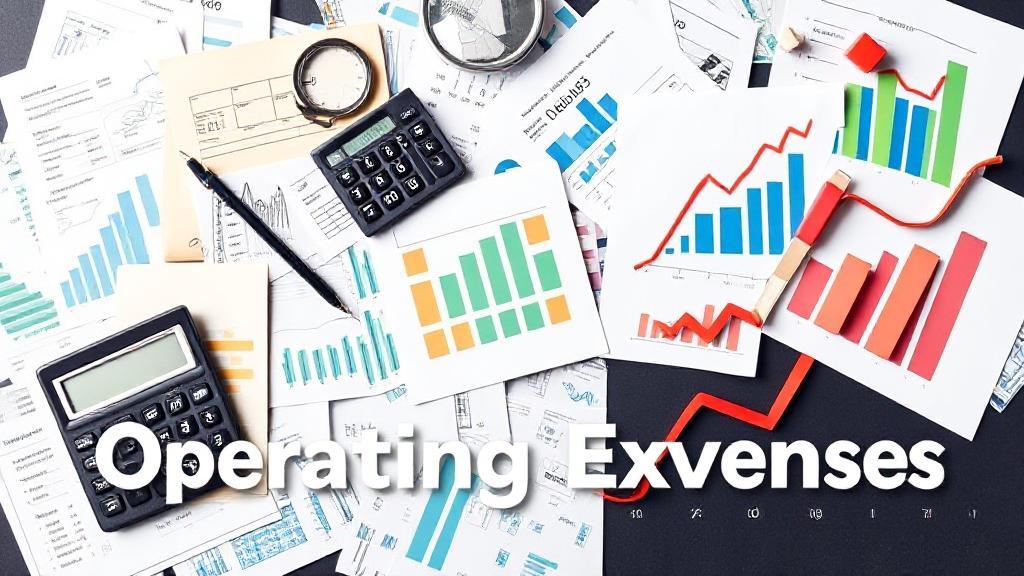 A dynamic collage of financial documents, calculators, and graphs symbolizing the analysis of operating expenses.