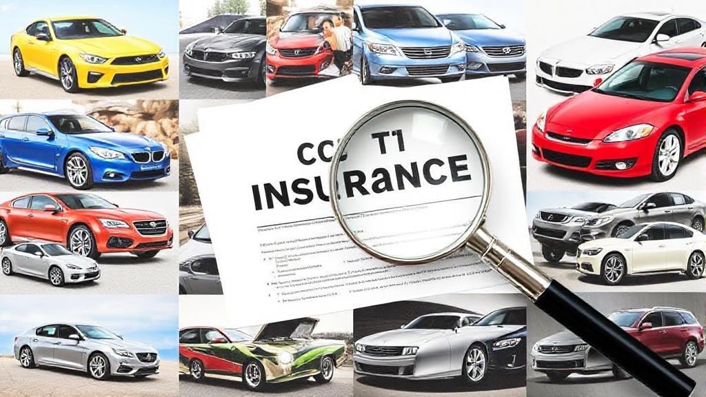A collage of diverse vehicles, insurance documents, and a magnifying glass symbolizing careful consideration in selecting auto insurance.