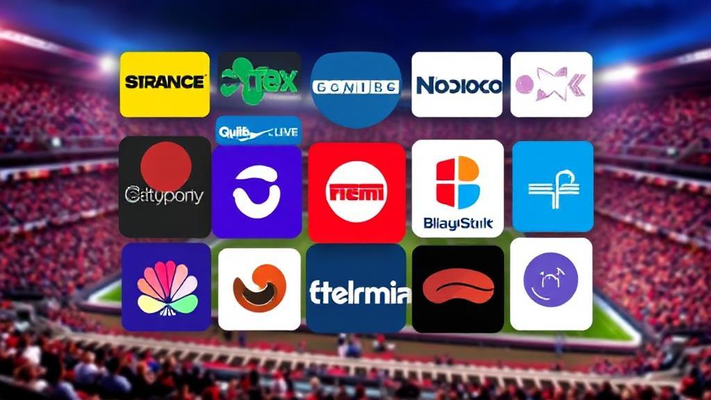 A dynamic collage of popular streaming platform logos set against a vibrant football stadium backdrop, capturing the excitement of game night.