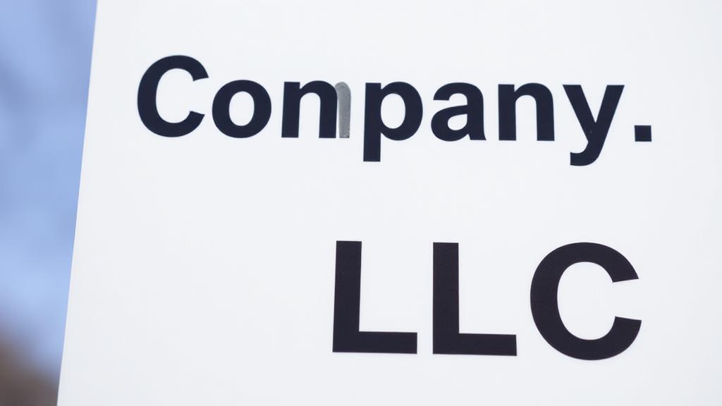A close-up image of a business sign displaying a company name with and without a comma before "LLC," highlighting the punctuation debate.