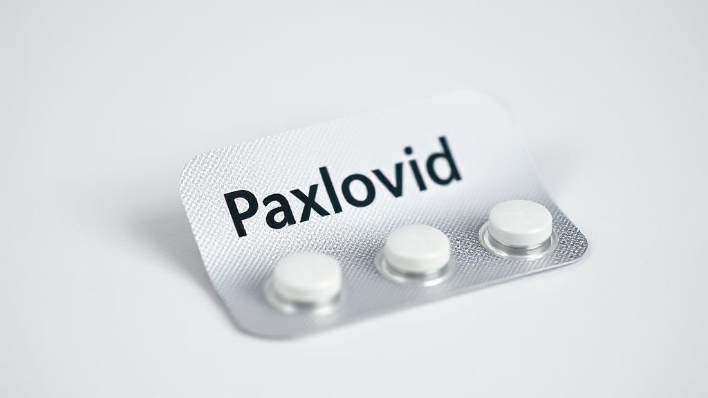 A close-up image of Paxlovid pills in their packaging, set against a neutral background, symbolizing medical treatment and pharmaceutical care.