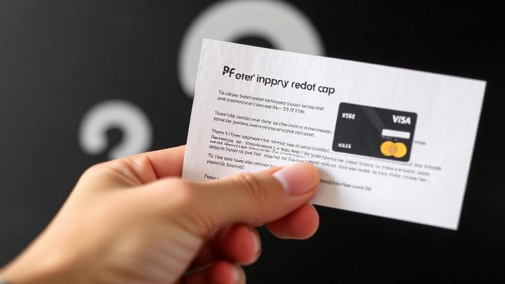 A close-up of a hand holding a pre-approved credit card offer letter, with a question mark symbol in the background.