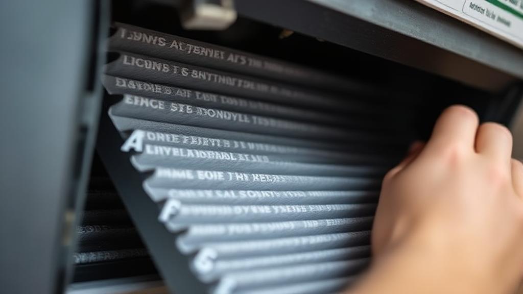 A close-up image of a clean air filter being installed into a home HVAC system.