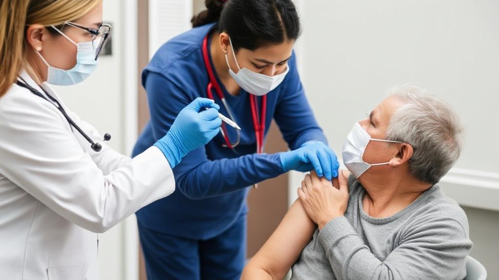A healthcare professional administers a flu shot to a patient in a clinic setting, emphasizing timely vaccination for optimal protection.
