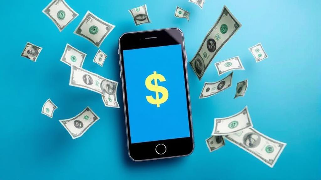 A vibrant image of a smartphone with dollar bills swirling around it, symbolizing financial incentives for switching carriers.