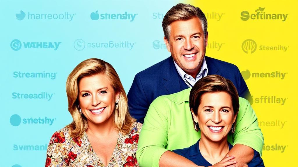 A vibrant collage featuring the Chrisley family, showcasing their dynamic personalities against a backdrop of streaming service logos.