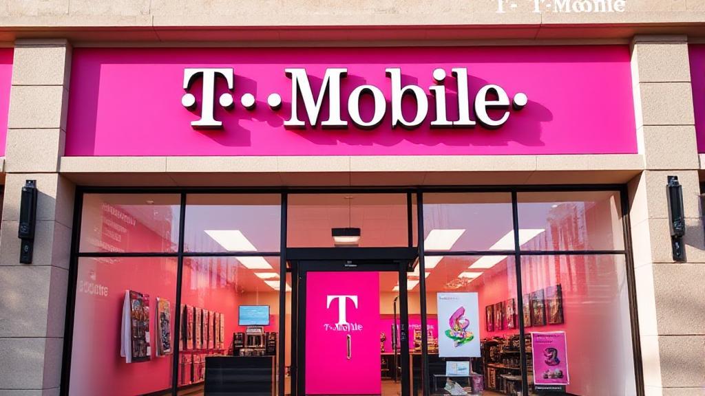 A vibrant image of a T-Mobile storefront with clear signage, showcasing its welcoming entrance during daylight hours.