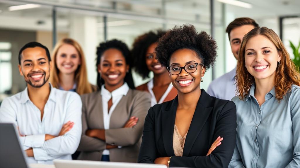 A diverse group of professionals, each representing different psychology-related careers, collaborating in a modern office setting.