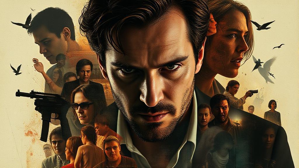 A captivating collage featuring Joaquin Phoenix as Beau, blending surreal and suspenseful elements to evoke the film's intriguing atmosphere.