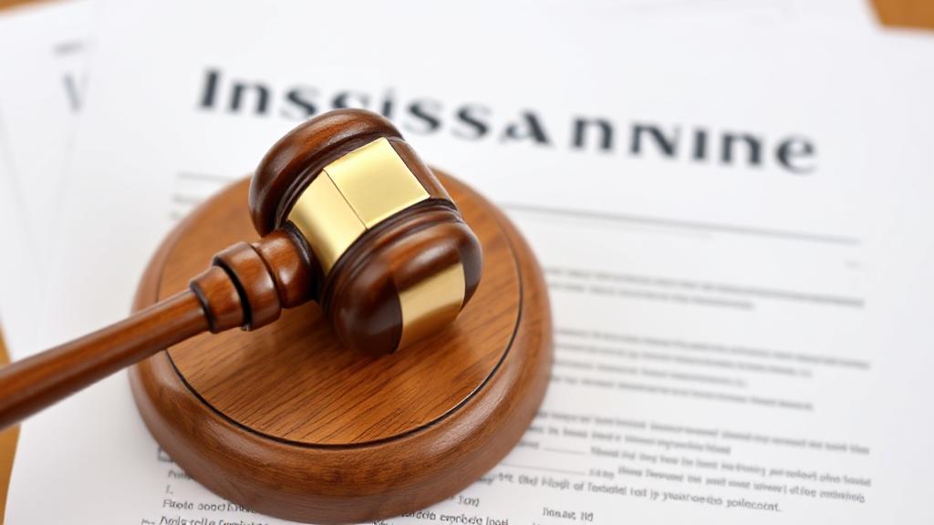 A gavel resting on a stack of insurance documents, symbolizing legal action against an insurance company.