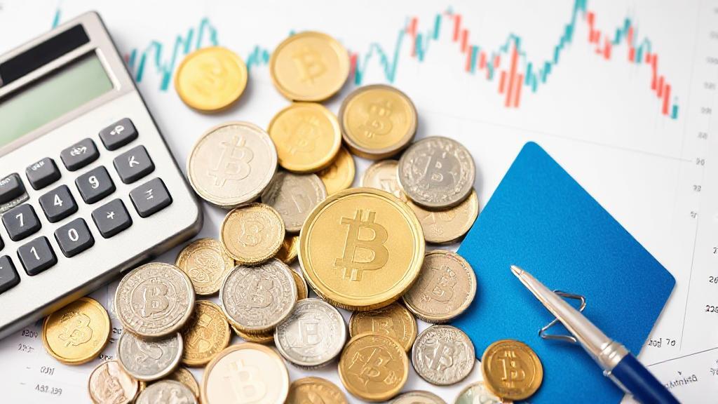 A diverse array of financial symbols and tools, including coins, a calculator, and a credit card, set against a backdrop of a financial chart.