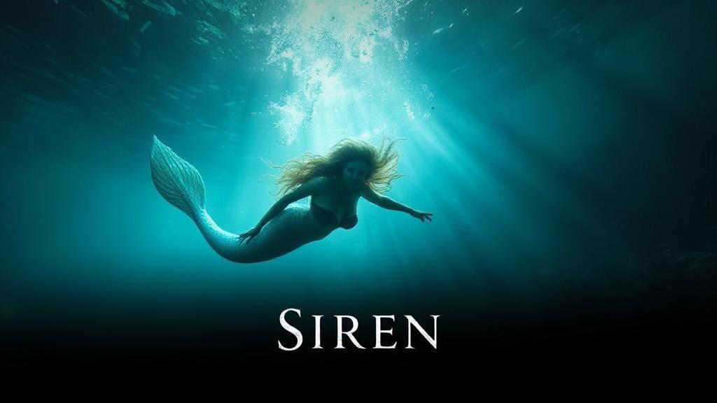 A captivating underwater scene featuring a mysterious mermaid, symbolizing the allure of the TV show "Siren."