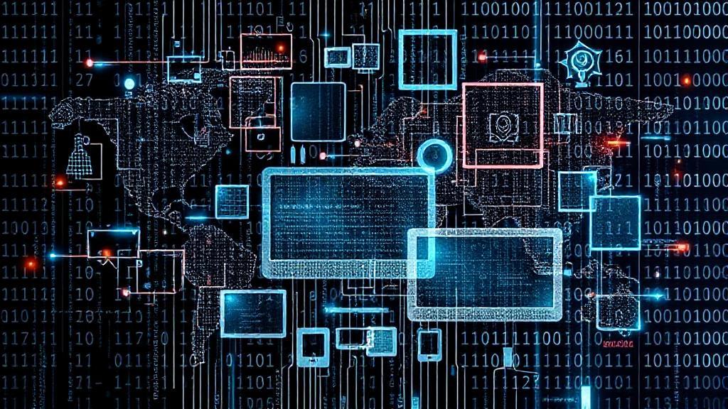 A sleek, modern collage of digital devices and binary code symbolizing the integration and significance of information technology in today's world.