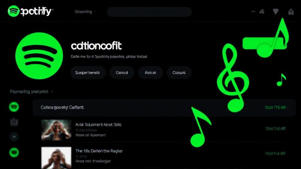 A visual representation of Spotify's streaming interface with dollar signs and musical notes symbolizing artist payments.