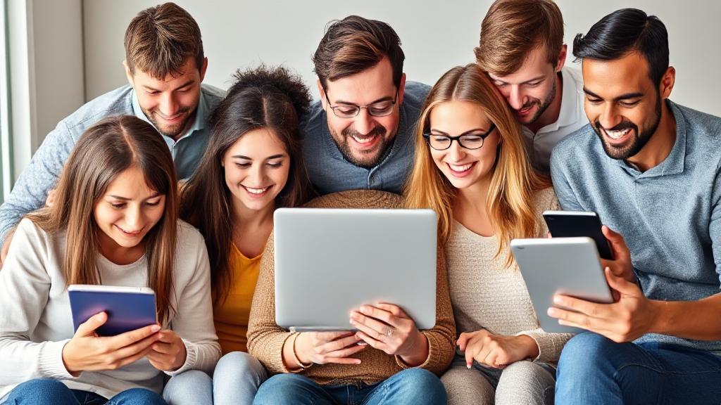 A diverse group of people using various devices to browse the internet, symbolizing the importance of choosing the right internet service provider.