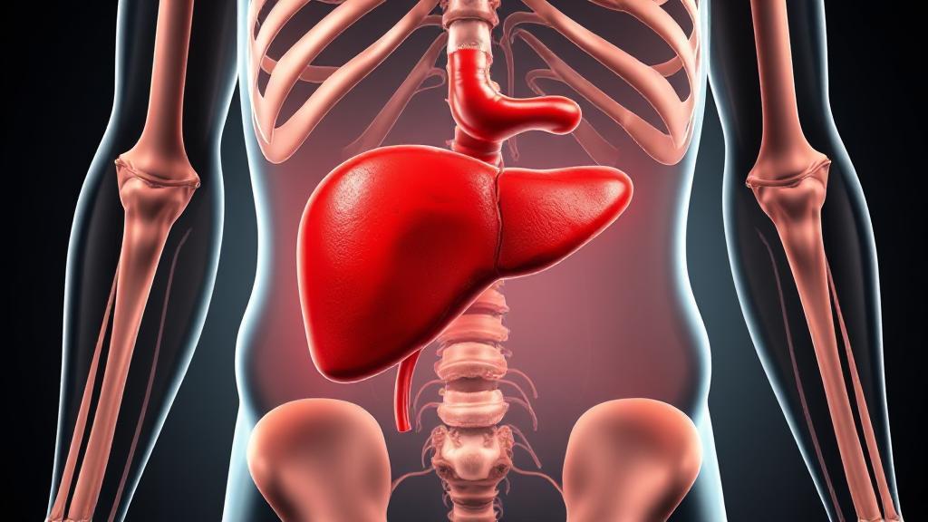 A detailed anatomical illustration highlighting the liver's position within the human abdominal cavity.