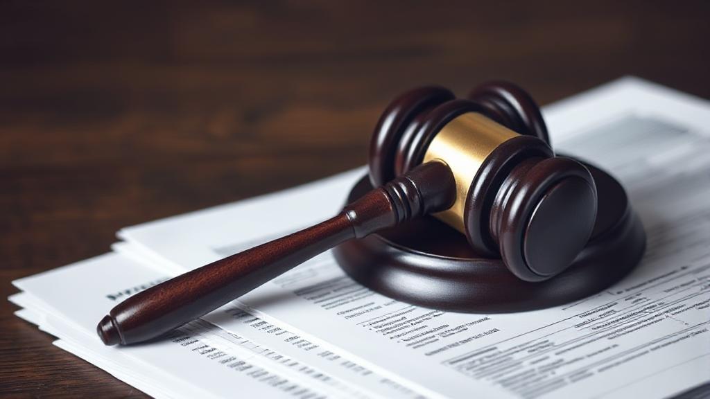 A somber image of a gavel resting on a stack of financial documents, symbolizing the legal and financial aspects of bankruptcy.