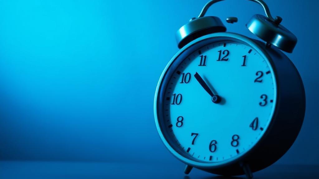 A calming visual of a clock with soothing blue tones, symbolizing the rapid relief from anxiety symptoms provided by propranolol.