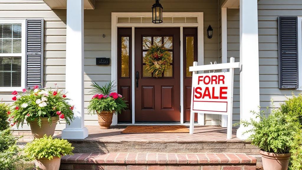 A welcoming front porch with a "For Sale" sign, symbolizing the beginning of a successful home-selling journey.