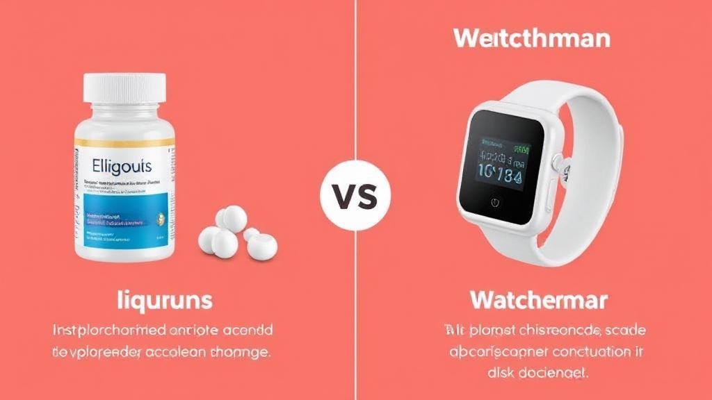 A comparative visual of Eliquis medication and the Watchman device, highlighting their roles in stroke prevention.