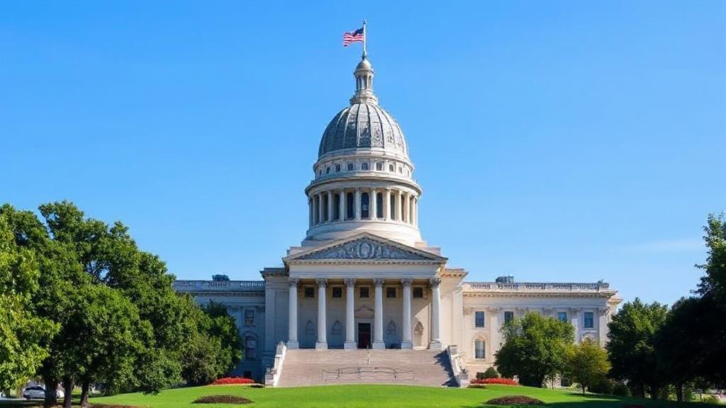A scenic view of the Tennessee State Capitol building under a clear blue sky, symbolizing governance and fiscal policy.