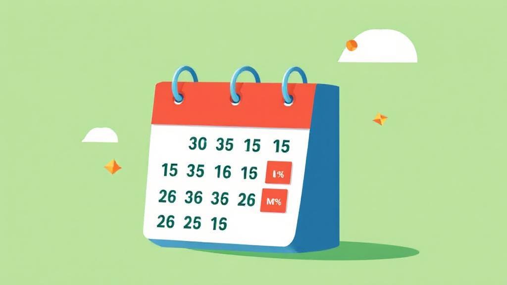 A vibrant illustration of a calendar with fluctuating credit score numbers, symbolizing the dynamic nature of credit score updates.