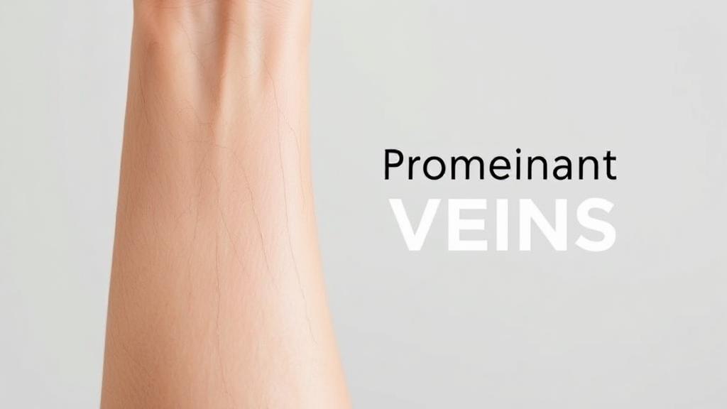 A close-up image of an arm with visible veins, set against a neutral background, illustrating the topic of prominent veins.