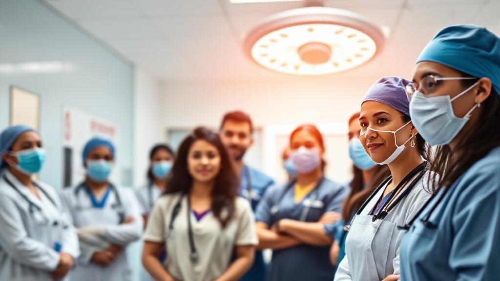 A header image depicting a diverse group of medical students and surgeons in a hospital setting, symbolizing the journey from education to professional practice.