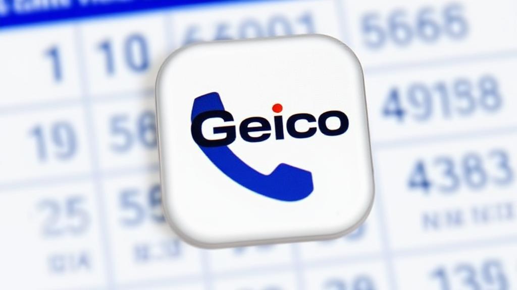 A sleek phone icon with the Geico logo, set against a backdrop of a toll-free number pad.