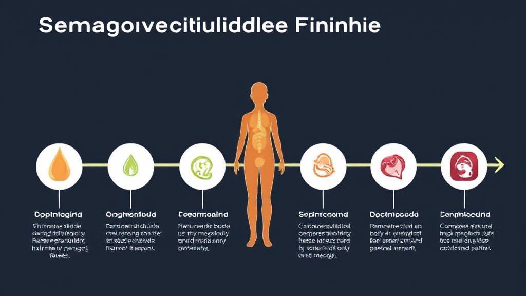 A visual timeline illustrating the stages of semaglutide's effectiveness in the body.