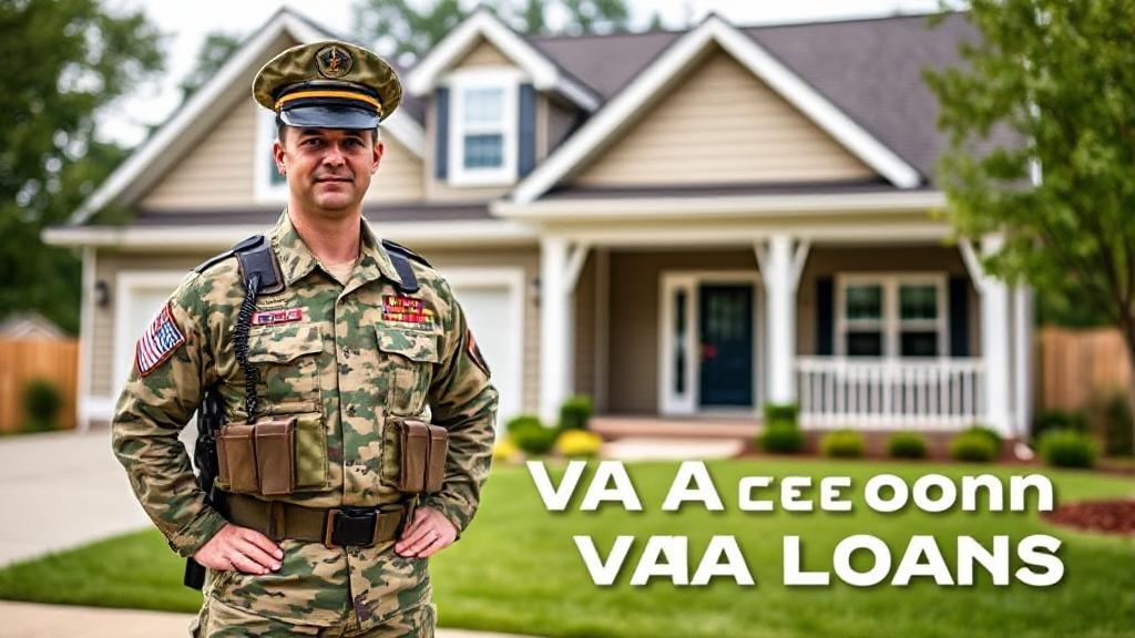 A soldier in uniform stands proudly in front of a new home, symbolizing the benefits of a VA loan for veterans.