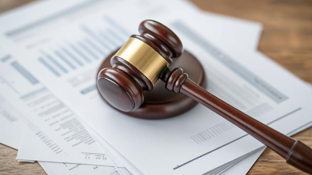 A somber gavel resting on a stack of financial documents, symbolizing the legal and financial constraints following a bankruptcy filing.