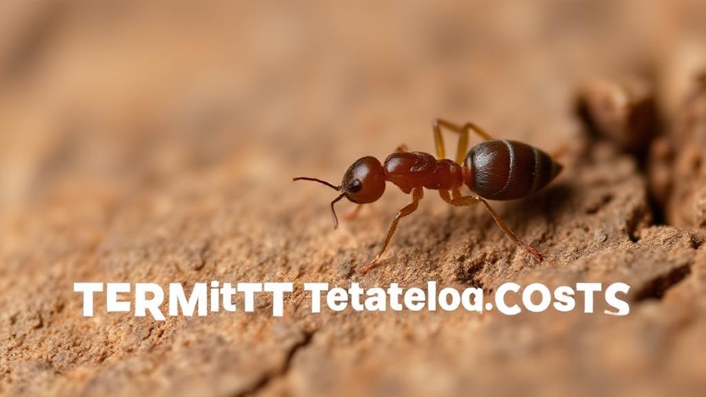 A close-up image of a termite on a wooden surface, symbolizing the focus on termite treatment costs.