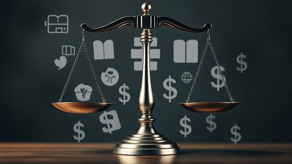 A balanced scale symbolizing justice, overlaid with medical symbols and dollar signs, representing the intersection of Medicare and legal settlements.