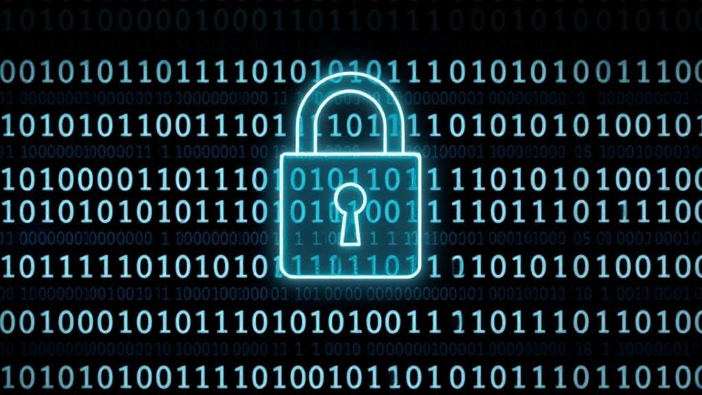A digital lock icon overlaying a background of binary code, symbolizing cybersecurity and protection against identity theft.