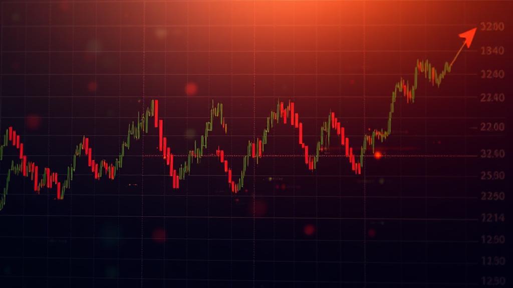 A dynamic financial chart with fluctuating lines and numbers, symbolizing the volatility and potential of spread betting.